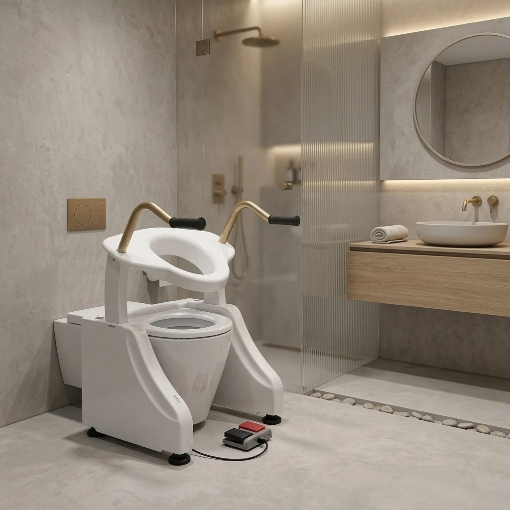 Coolfull Ucom Shift Chair-Patient Transfer & Elder Commode Bathroom Safety Equipment for Independent Standing Assistance