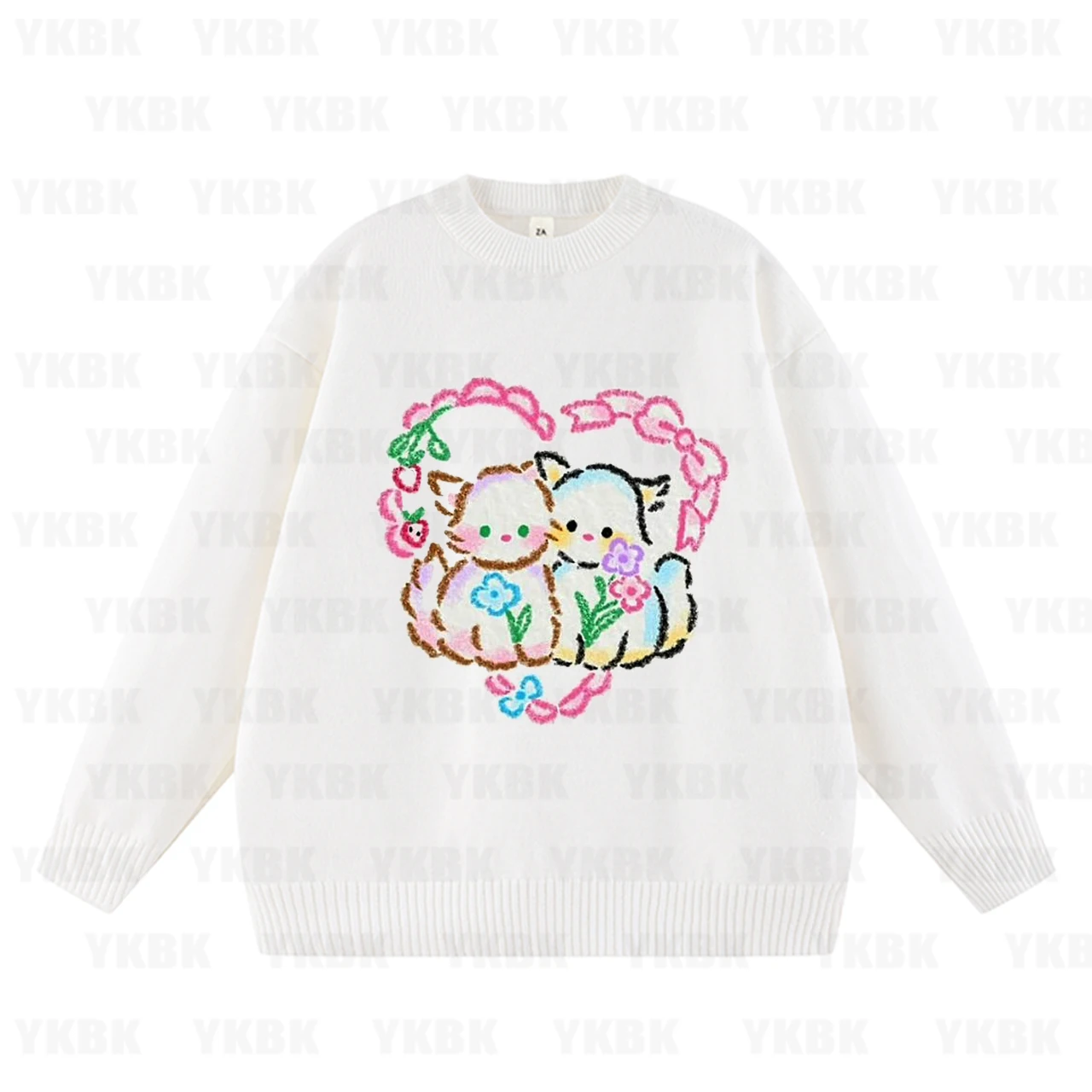 

Милый женский свитер с героями мультфильмов для похудения, закрывающий живот, полиэфирное волокно, большие размеры, осенняя одежда