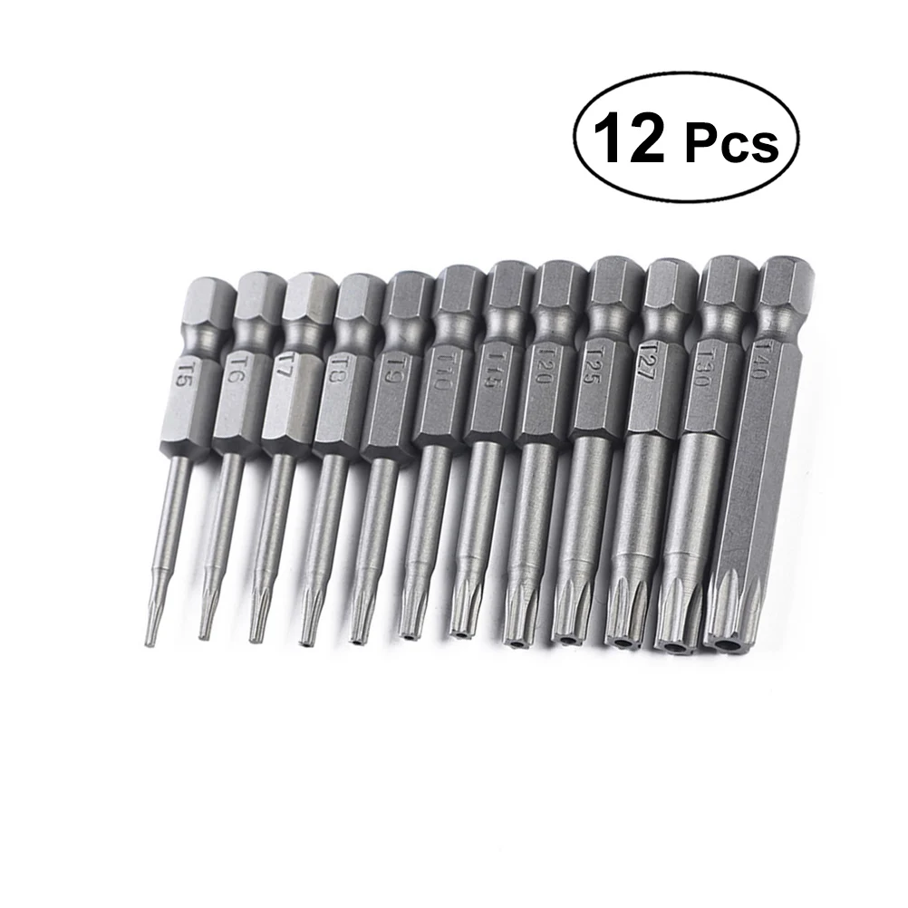 

12 pcs 1/4 Inch T5-T40 Screwdriver Bit Set High Magnetic Bits For Electric Drill Manual Tools Durable