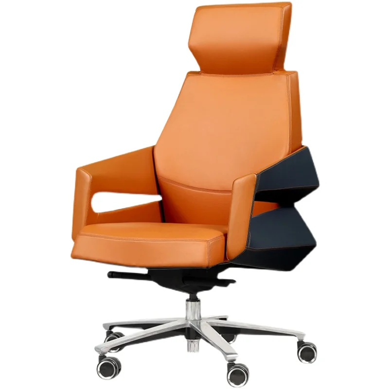 

Повседневное офисное кресло первого слоя, кожаное кресло босса, удобное длинное компьютерное кресло, соответствующее цвету