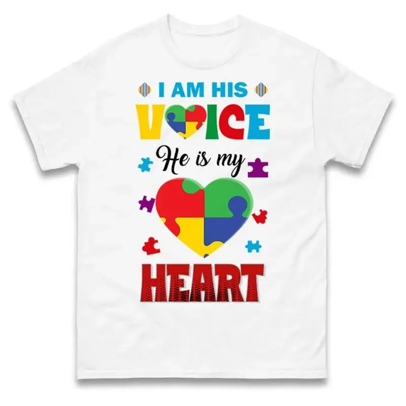 I Am His Voice He Is My Heart Autism Awareness T Shirt
