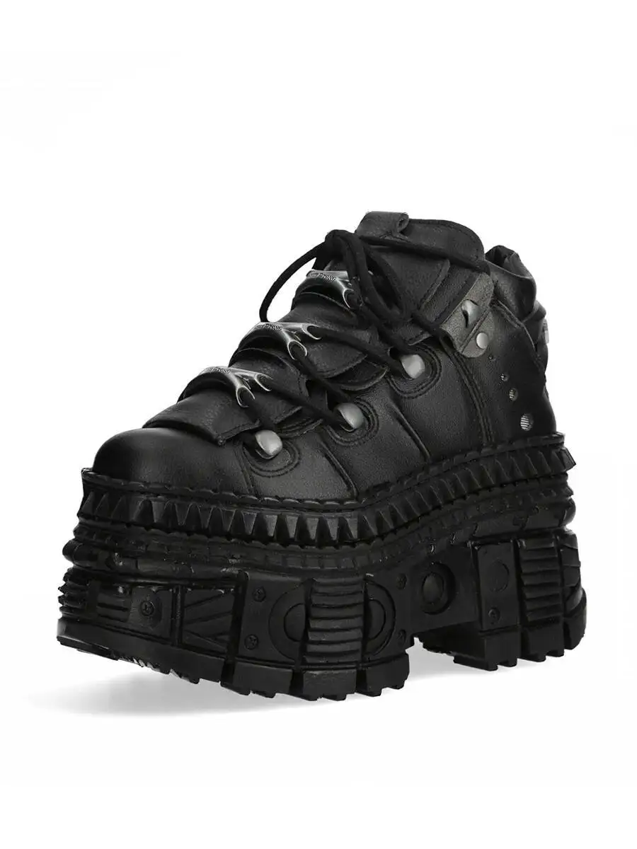 Rock Locomotive Small Leather Goth Platform Retro Metal High-top Street Shooting Men and Women with The Same Single Shoes - view 5