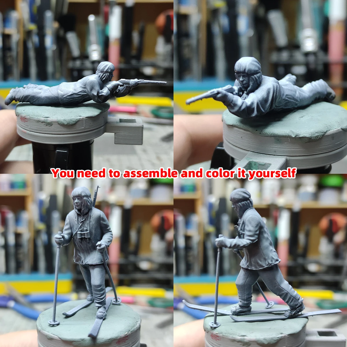 USSR Soldaten beim Skifahren im Winter Armee-Figuren Soldaten-Team Militär-Mann-Set Miniatur-Bausatz Maßstabsmodell 6 Stück 1/72 1/35 1/48 – Detail 3