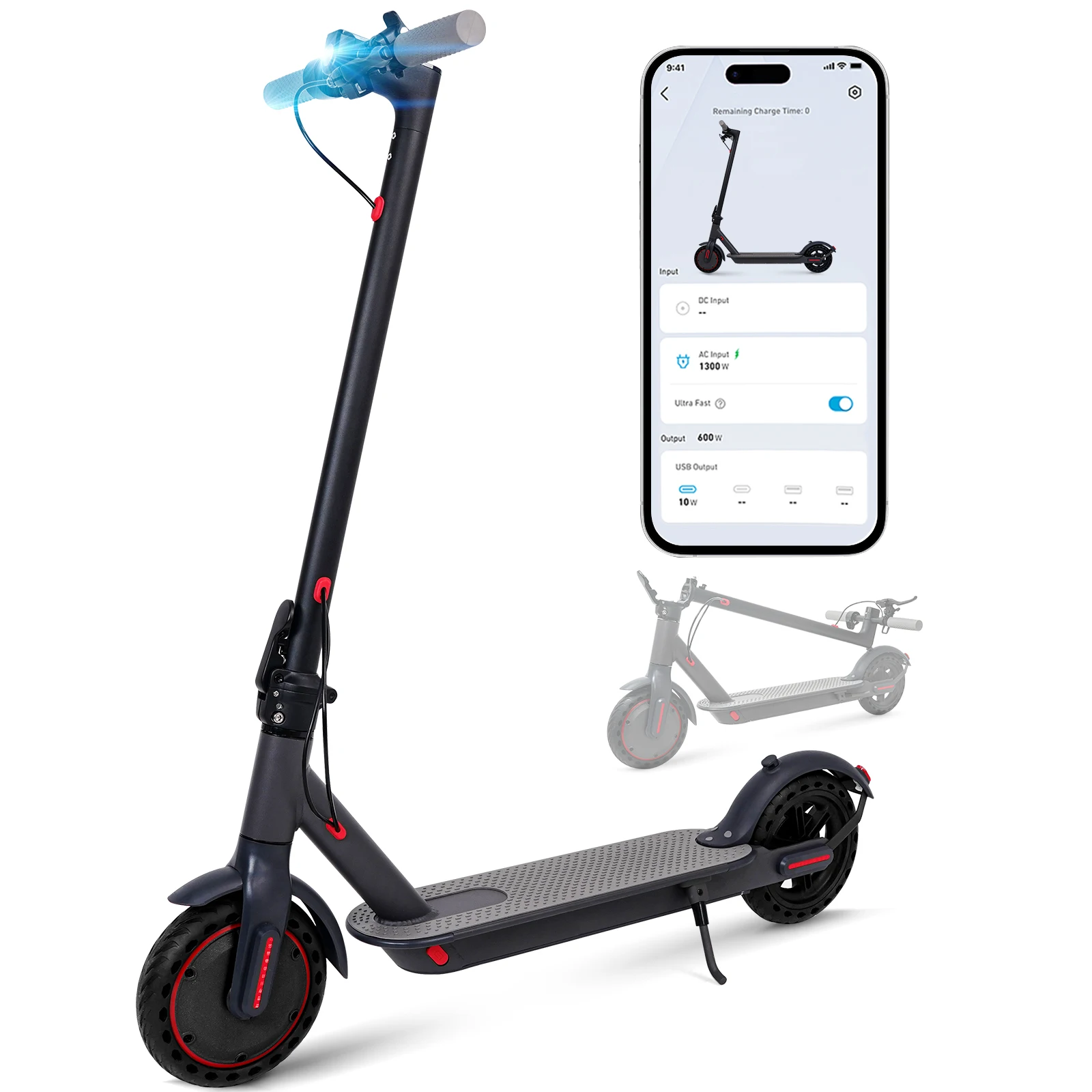 

Electric Scooter, 350W Power Motor, Up to 19 Mph, 8.5" Solid Tires, and 10~12 Miles Range, Folding Electric Scooter