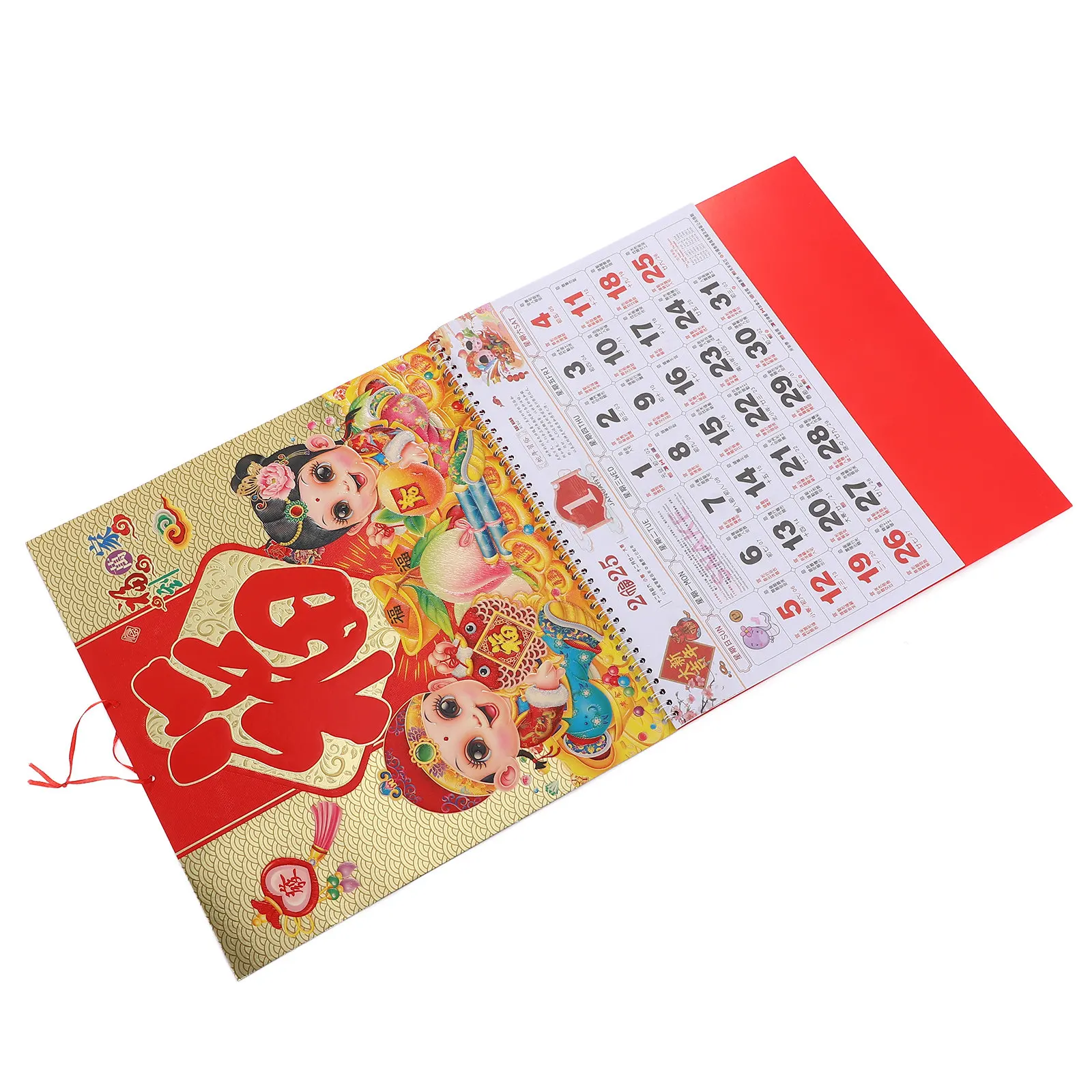 2025 Chinese New Year Snake Year Gold Foil Fu Pai Wall Calendar Delicate Sturdy Hanging Monthly Calendar for Family Home Office