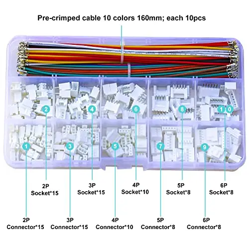 PHB HY 2.0MM JST Connector Kit with 22AWG   Cables, HY2.0 Connector Socket 2/3/4/5/6 Pin Housing