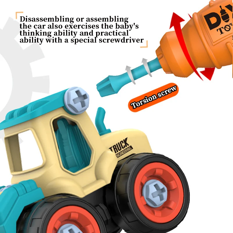 Children\'s Assembly Engineering Vehicle Detachable Assembly Excavator Screw Parent-child Interactive Educational Toy Set for Boy