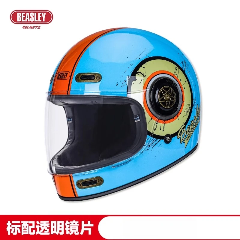 

Винтажный полный шлем BEASLEY, мотоциклетный мужской шлем, женский летний круизный локомотив, FRP casco moto cascos para moto