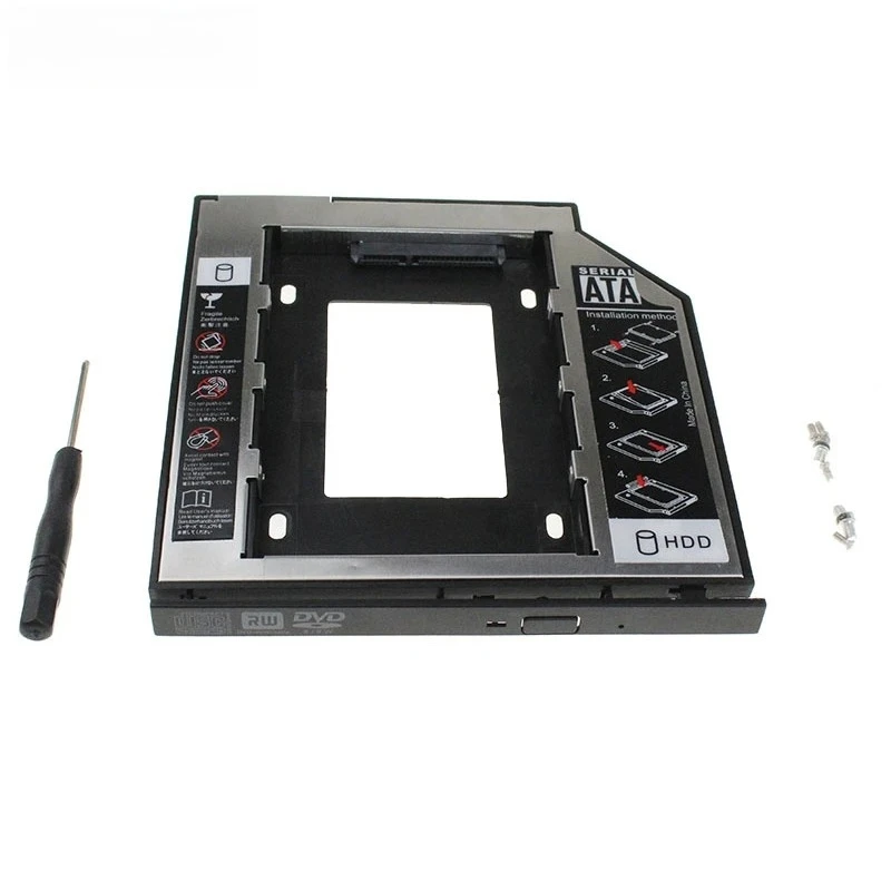 Hot Sell SATA 3.0 2nd HDD Caddy 9.5mm For 2.5" SSD Case Enclosure With LED For Laptop DVD CD ROM Material Plastic Steel Adapter