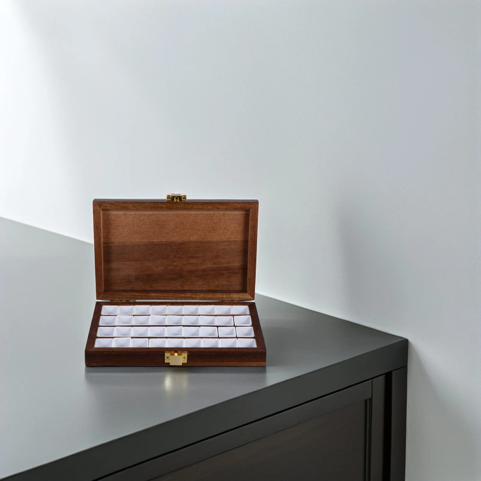 1 مجموعة خشبية لوحة ألوان مائية صندوق 36 فتحات لوحة طلاء فارغة لخلط السفر المحمولة المائية المقالي الفنان استوديو #6