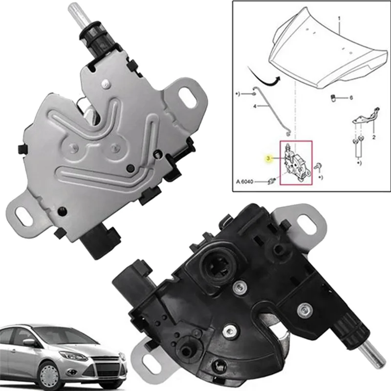 

Замок капота двигателя с длинной защелкой и 2 ключами для Ford Focus MK2 2004-2012, детали 1343577 4M5AA16B970BA