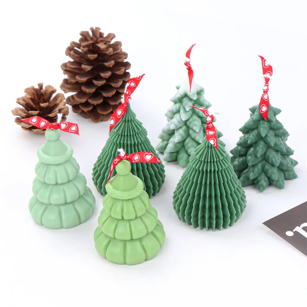 

High Quality 3 Sizes Handmade Christmas Tree Silicone Mold Ecoration Gypsum Soap Resin Scented Candle for Home Ornaments Gifts