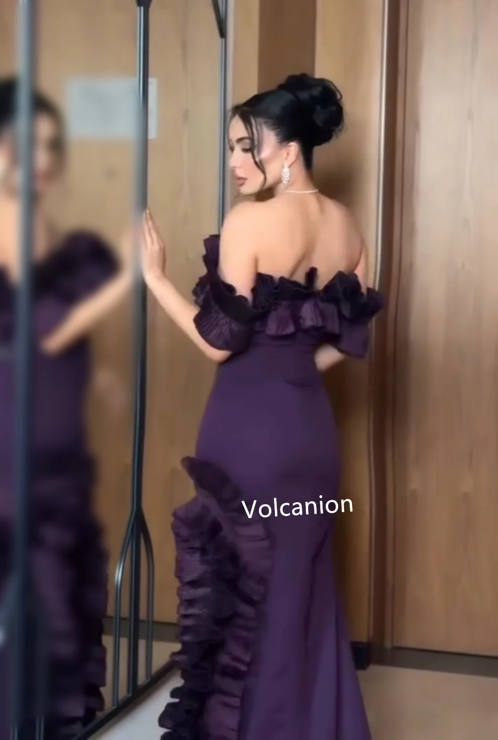 تخصيص جيرسي كشكش حورية البحر خارج على الكتف فساتين طويلة مناسبة مخصصة مساء أزياء رسمية رائعة