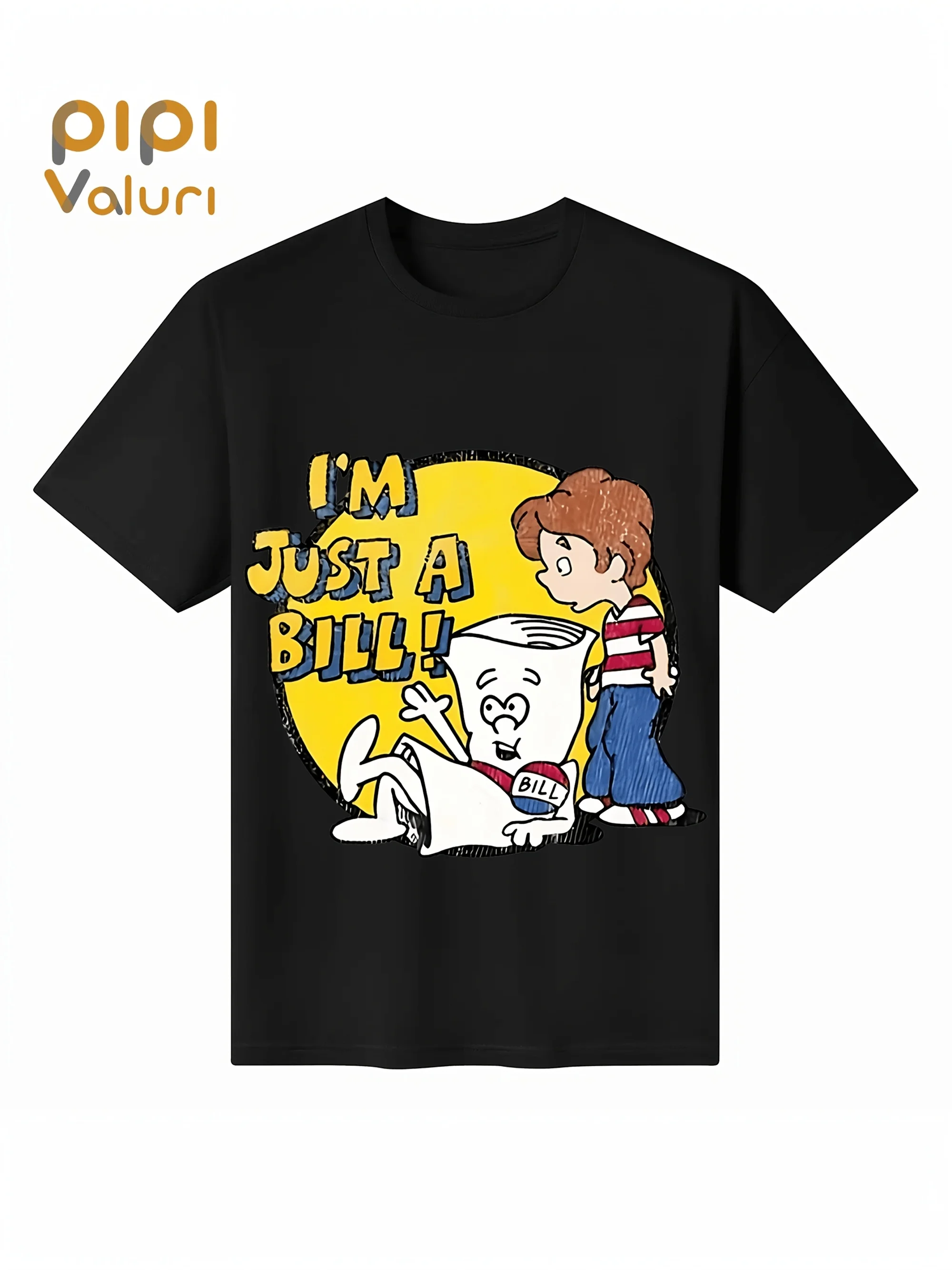 

1pc Men's Vintage Schoolhouse Rock "I'm Just A Bill" Graphic T-Shirt - 100% Cotton 180gsm Comfort Fit Short Sleeve Tee
