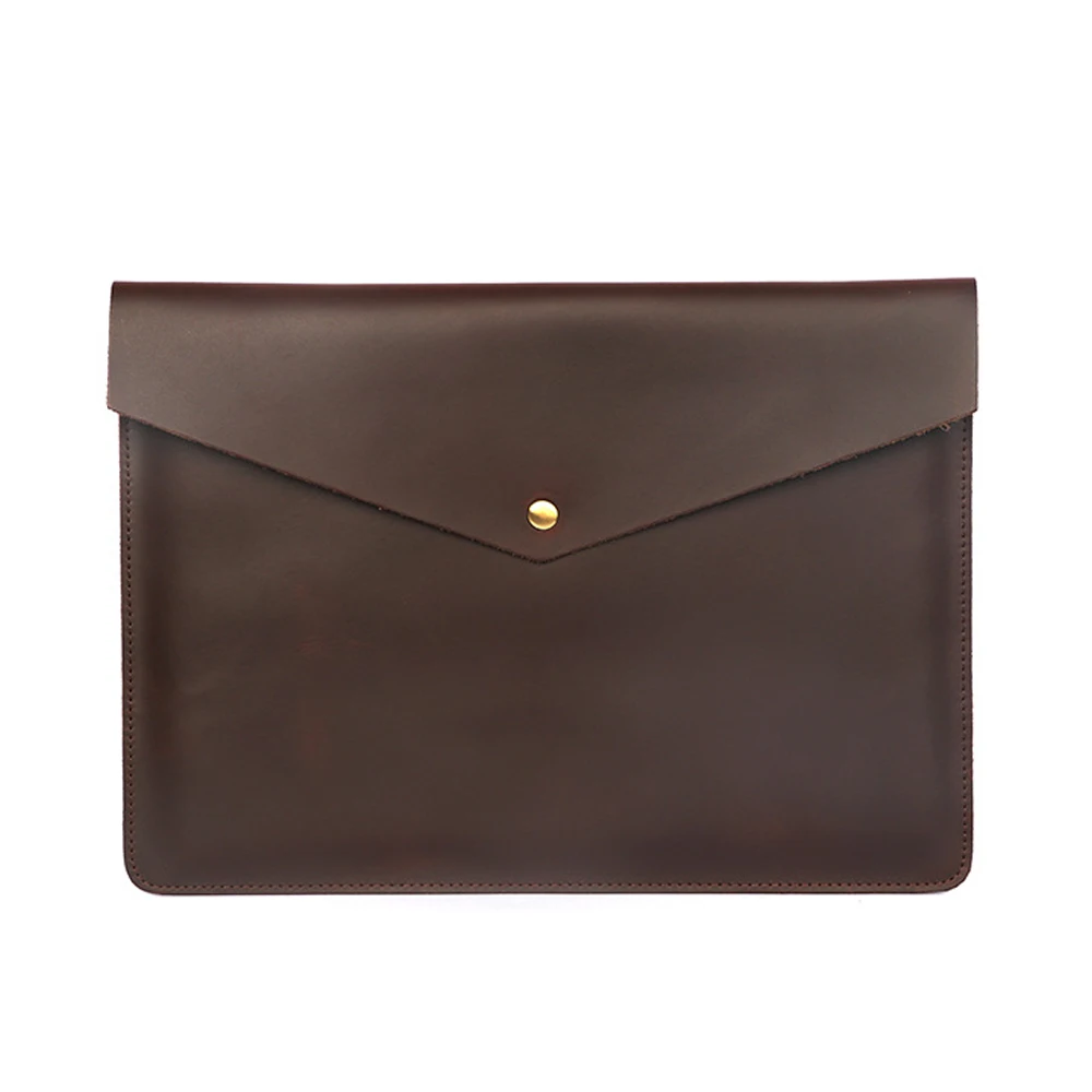 

Leather Envelope Clutch Bag for Men - A4 Document Bag Retro Cowhide Horizontal Briefcase Padfolio