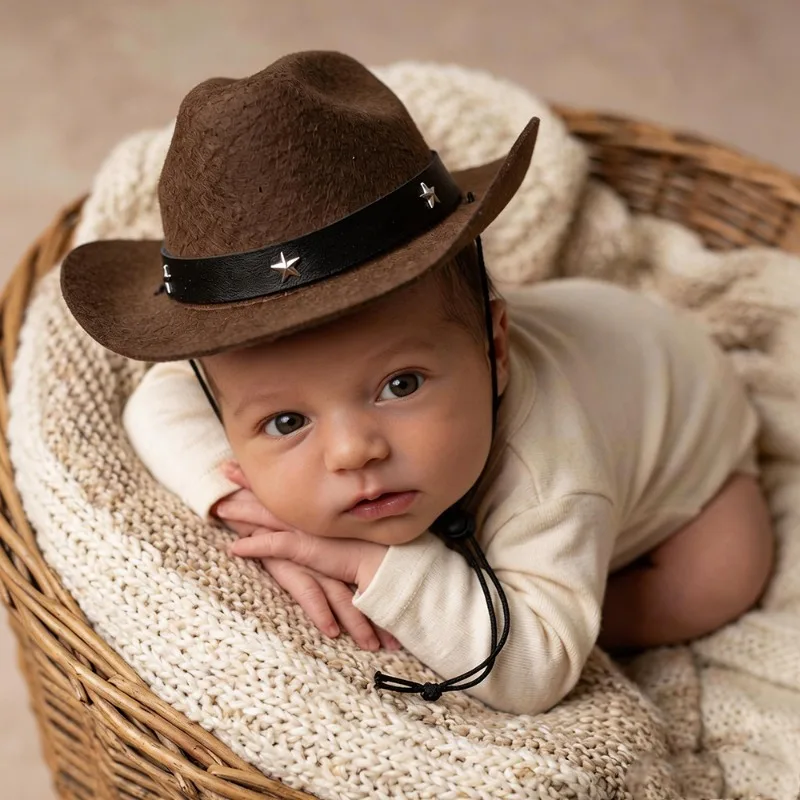 

2 шт./компл. винтажные детские ковбойские шляпы с красной банданой, реквизит для фотосессии новорожденных, костюмы для мальчиков в западном стиле для фотосессий в студии
