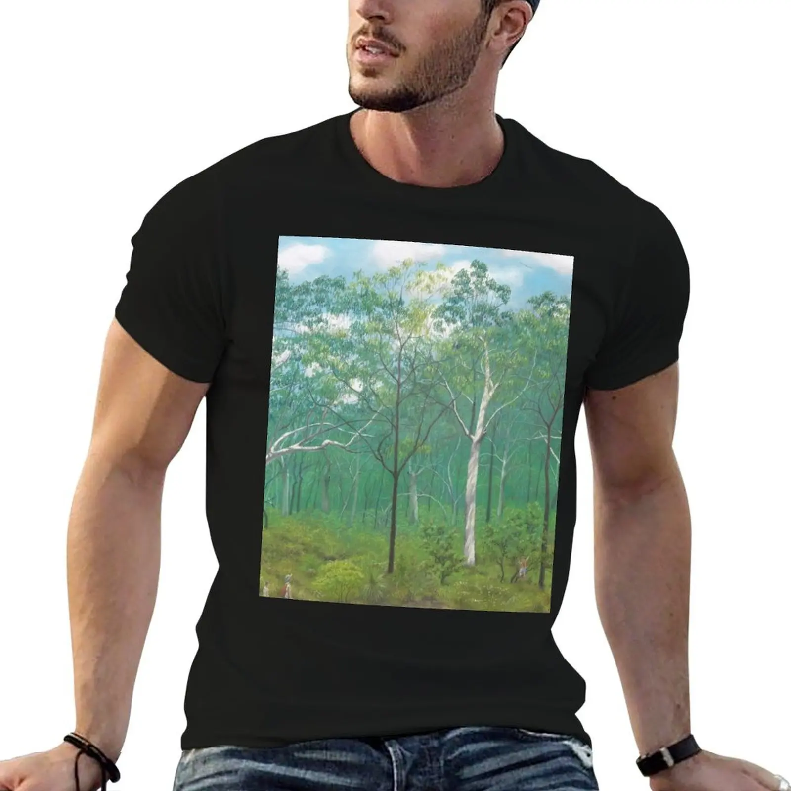 

Scribbly Gum Woodland - Raising funds for Bush Heritage Australia T-Shirt blue archive anime clothes Men's cotton t-shirt