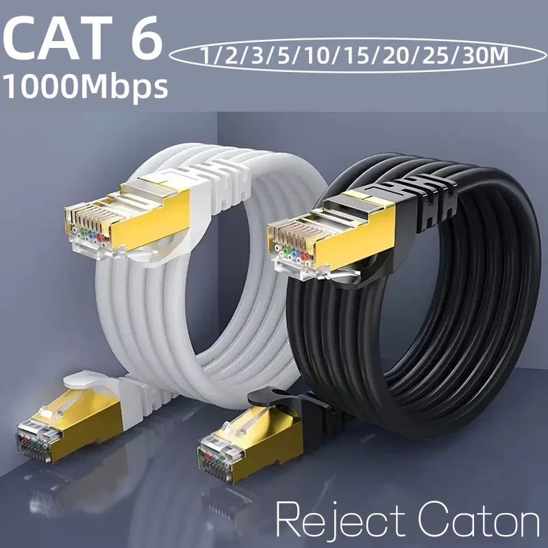 

1/2/3/5/10/15/20/25/30M CAT6 Ethernet Cable Network Cable Patch Cord Black Round RJ45 for PC Laptop Modem Router TVs Home Office