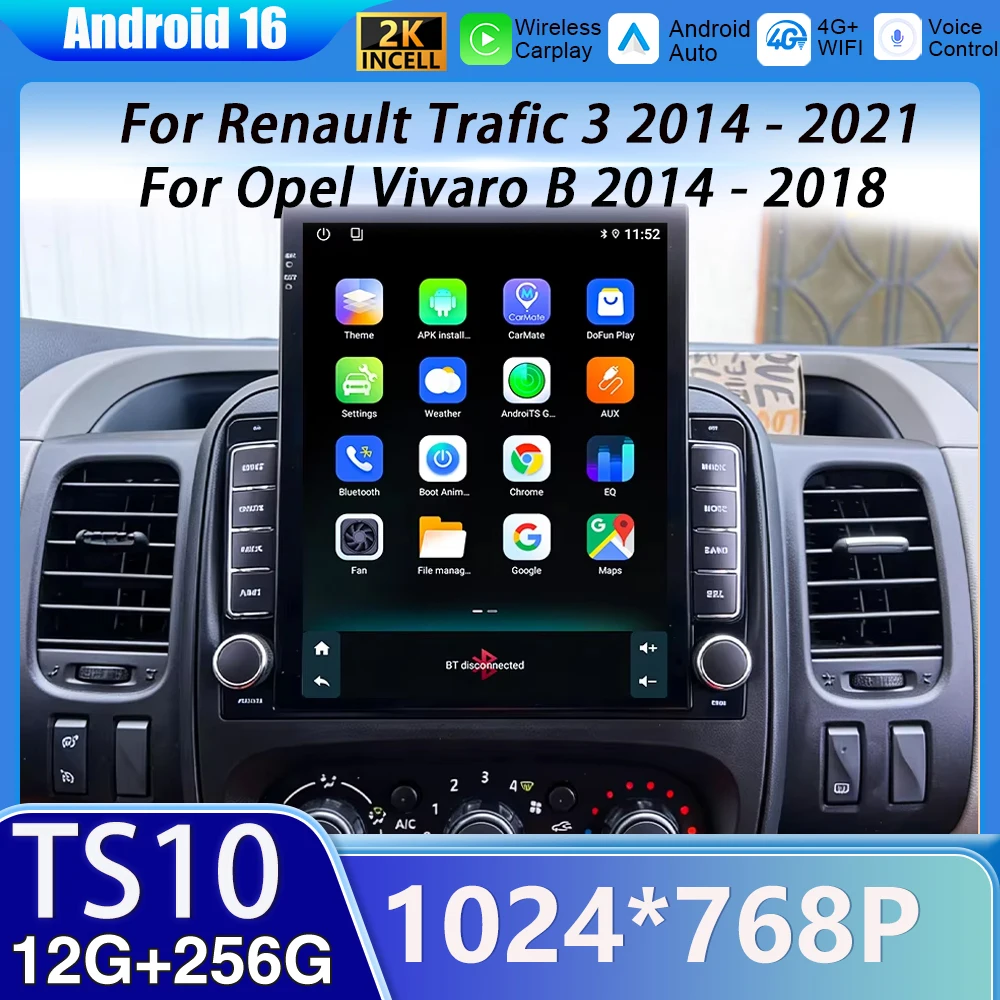 9.7 Inch For Renault Trafic 3 2014 - 2021 For Opel Vivaro B 2014 - 2018 Carplay Navigation GPS Stereo Android Auto Wifi Multim