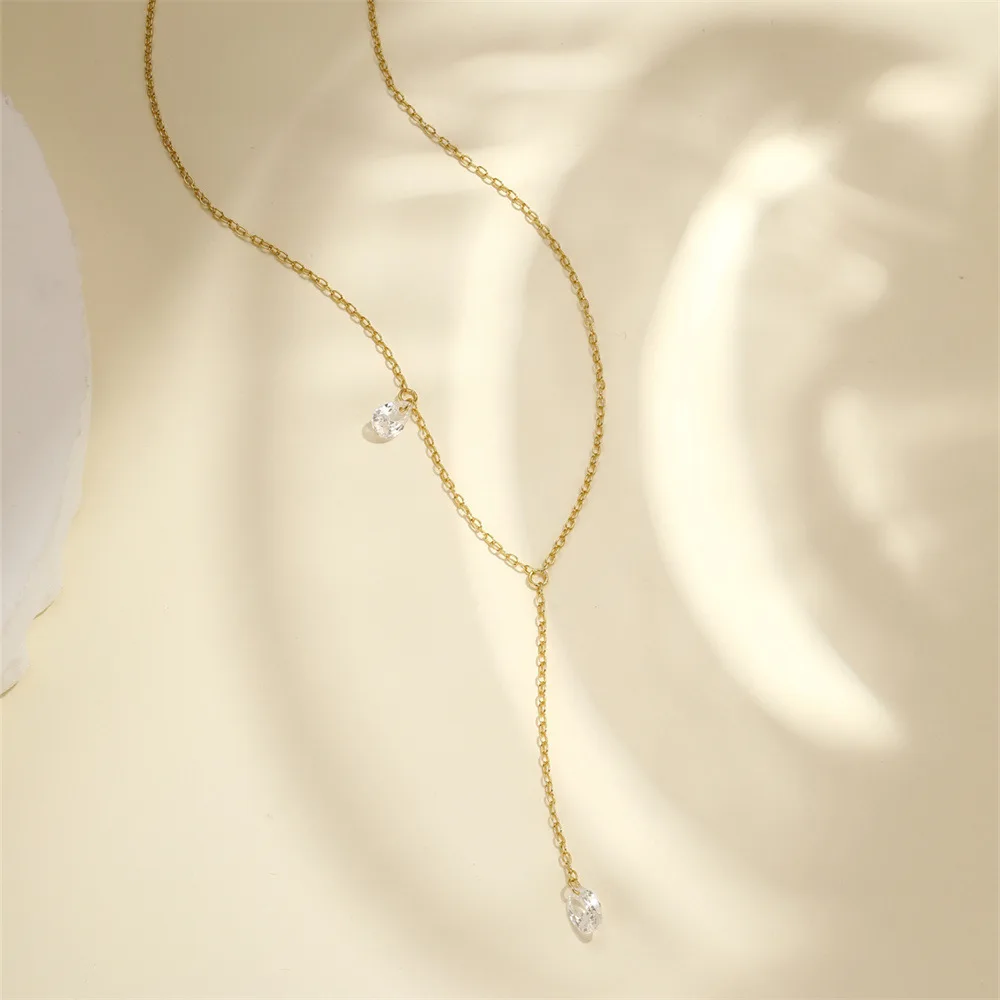 EWYA Dainty All Pear Oval Cut 5A Zircon Tassel Pendant Necklaces Women s925 Silver High Carbon Stacking Party Neck Chain Gift