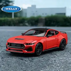 Welly 1:25 2024 Ford Mustang GT Shelby Alloy Sports Car Model Diecasts Metal Racing Car Vehicles Model Simulation Kids Toys Gift