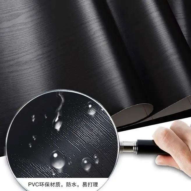 black wood matt furniture stickers  boeing film pvc adhesive paper back vinyl wallpaper cabinet furniture wood fiber wallpaper
