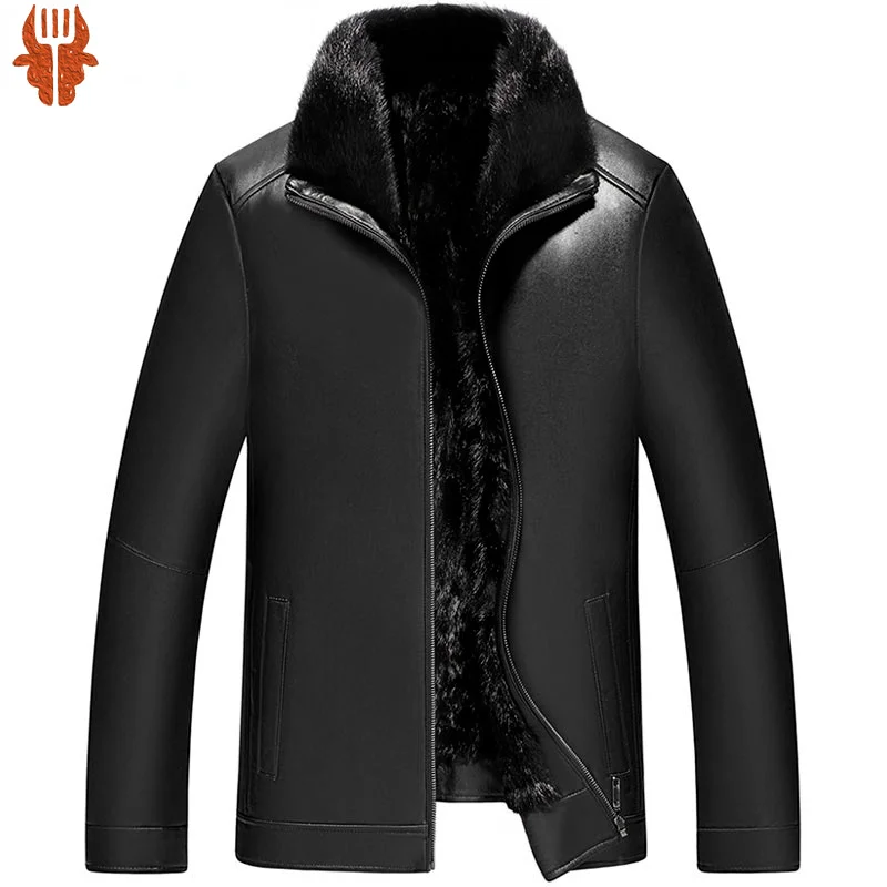 

100% Real Mink Fur Liner Coat Male Winter 2022 Warm Short Genuine Sheepskin Leather Jacket Men Jaqueta Masculina Gxy834