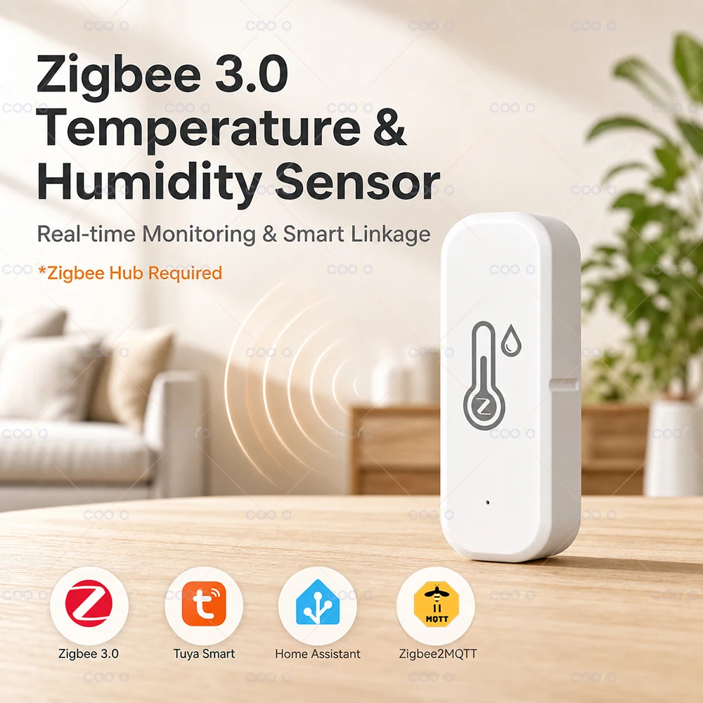 Tuya Zigbee Temperature & Humidity Sensor Battery Powered APP Remote Control Thermometer For Alexa Google Yandex Voice Control