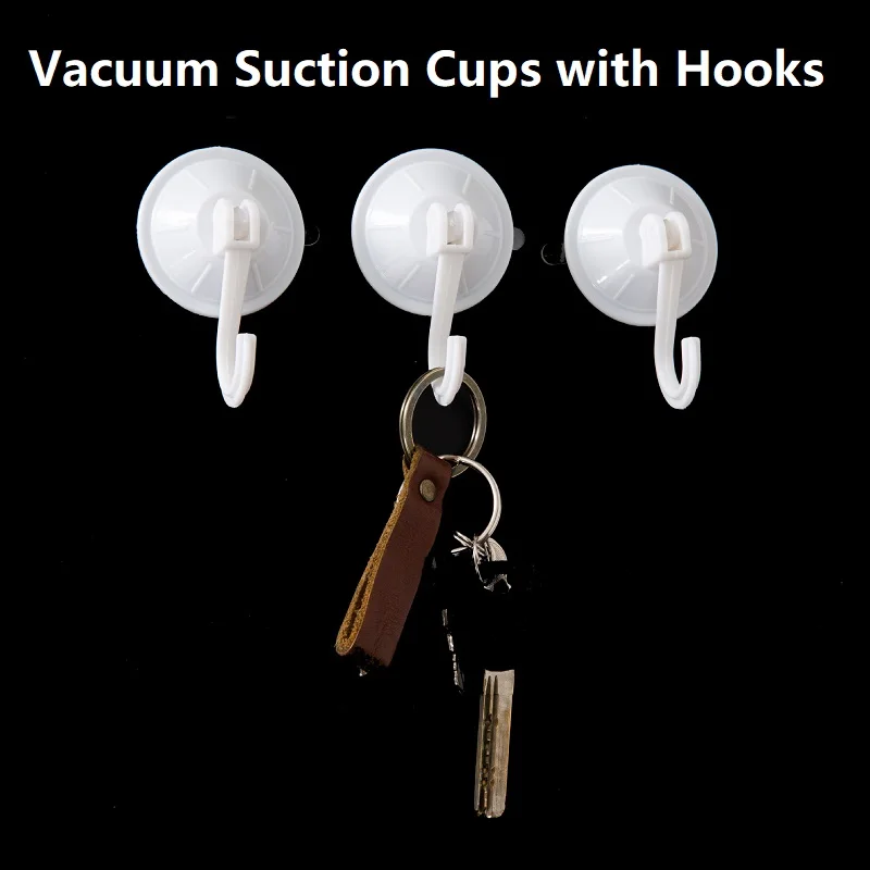 55mm Suction Cup Hook Shower Suction Hooks Vacuum Suction Cups with Hook Reusable Bathroom Sucker Hook for Window 5 Pcs