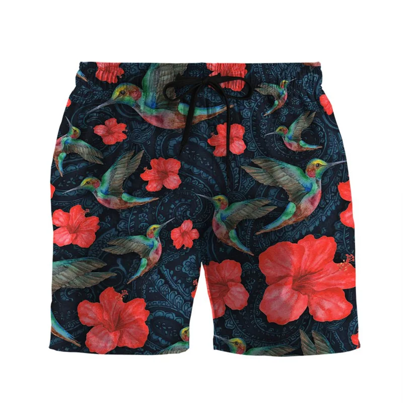 

Retro Animal Hummingbird 3d Print Hawaiian Beach Shorts Men Swim Trunks Summer Sports Gym Street Short Pants Vacation Beachwear