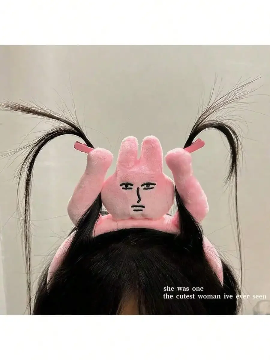 

Новинка: розовая повязка на голову в виде кролика для женщин, аксессуар для укладки волос и вечеринок