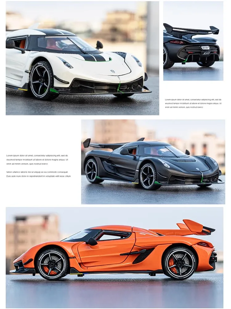 1:24 Koenigsegg Alloy Car Model Simulation Sound And Light Pull-Back Toy Car Die-Cast Sports Car Boys Collection Ornaments Gift