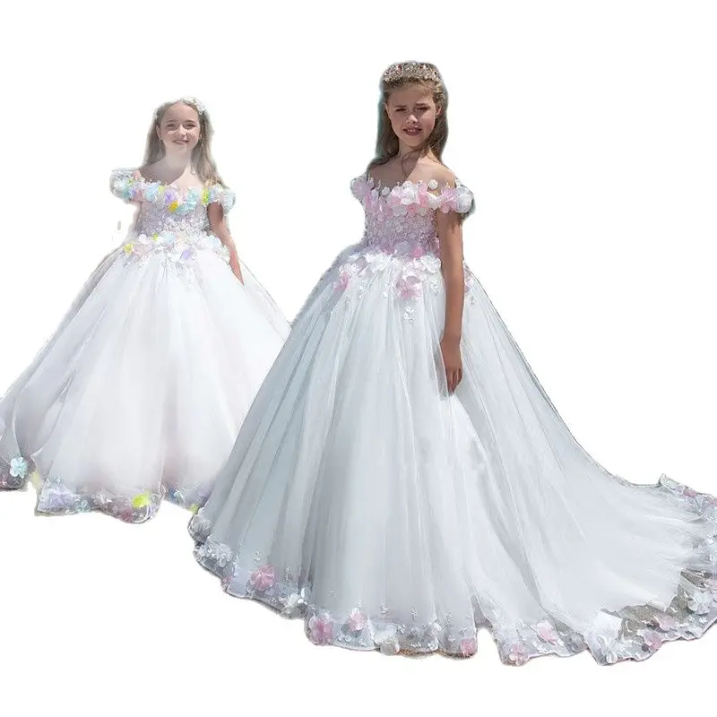 Robe princesse en dentelle pour filles, tenue de soirée élégante, sans manches, décontractée, pour enfants de 2 à 14 ans