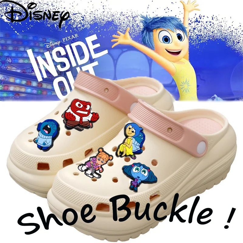 

Inside Out 2 Shoe Buckle Disney Anime Joy Sadness Children's Slippers Shoes Flower Accessories PVC Soft Rubber Shoes Decoration