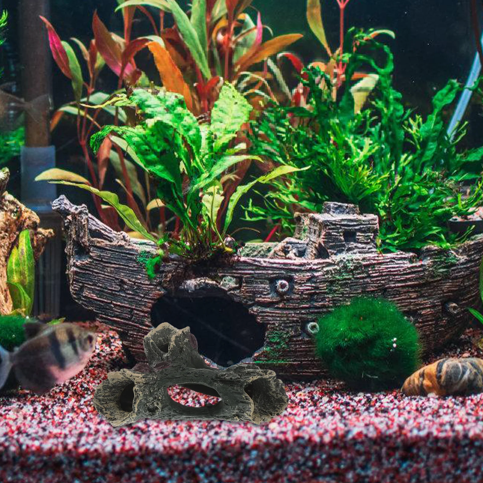 

2Pcs Resin Driftwood Fish Tank Decoration Aquatic Hollow Tree Trunk Ornament for Aquarium Hides Fish Shrimp Hideout Cave Decor