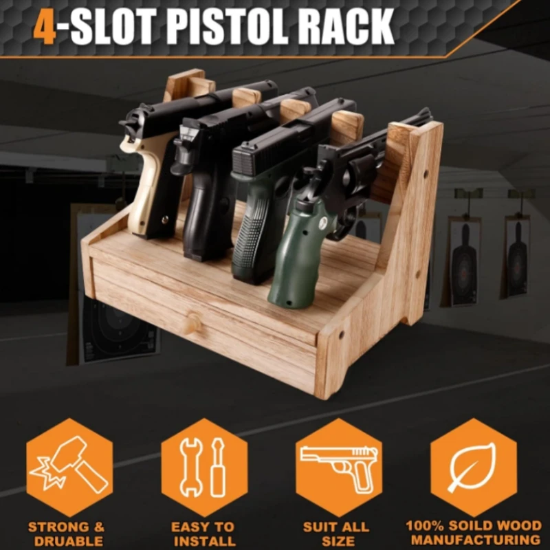 Tactical Pistol Rack Practical Handgun Storage Made of Wood Rack Display Stand Handgun Organizers Hunting Equipment Accessories