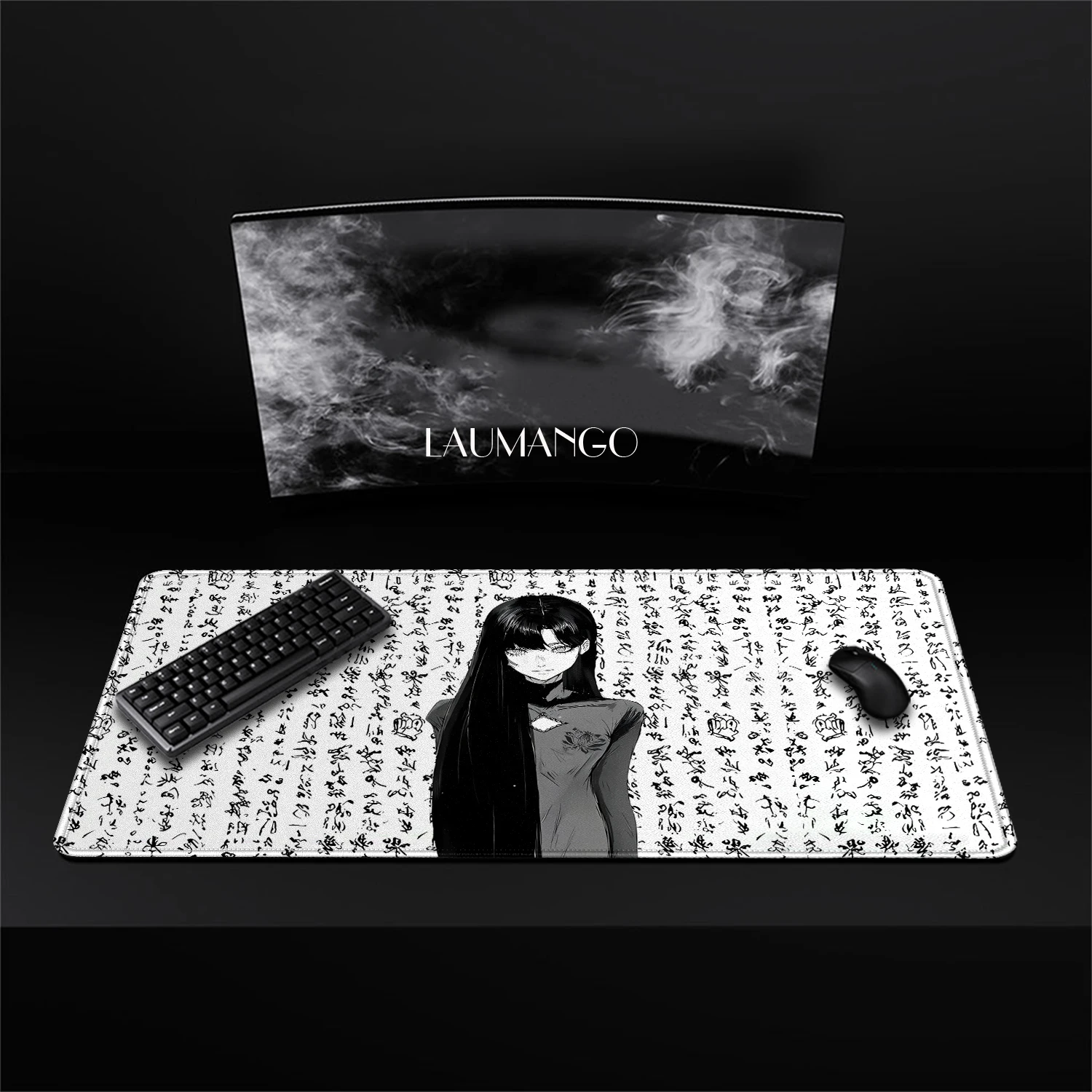 Pc Gaming Drawing - Anime Girl Mouse Pad Large Black
