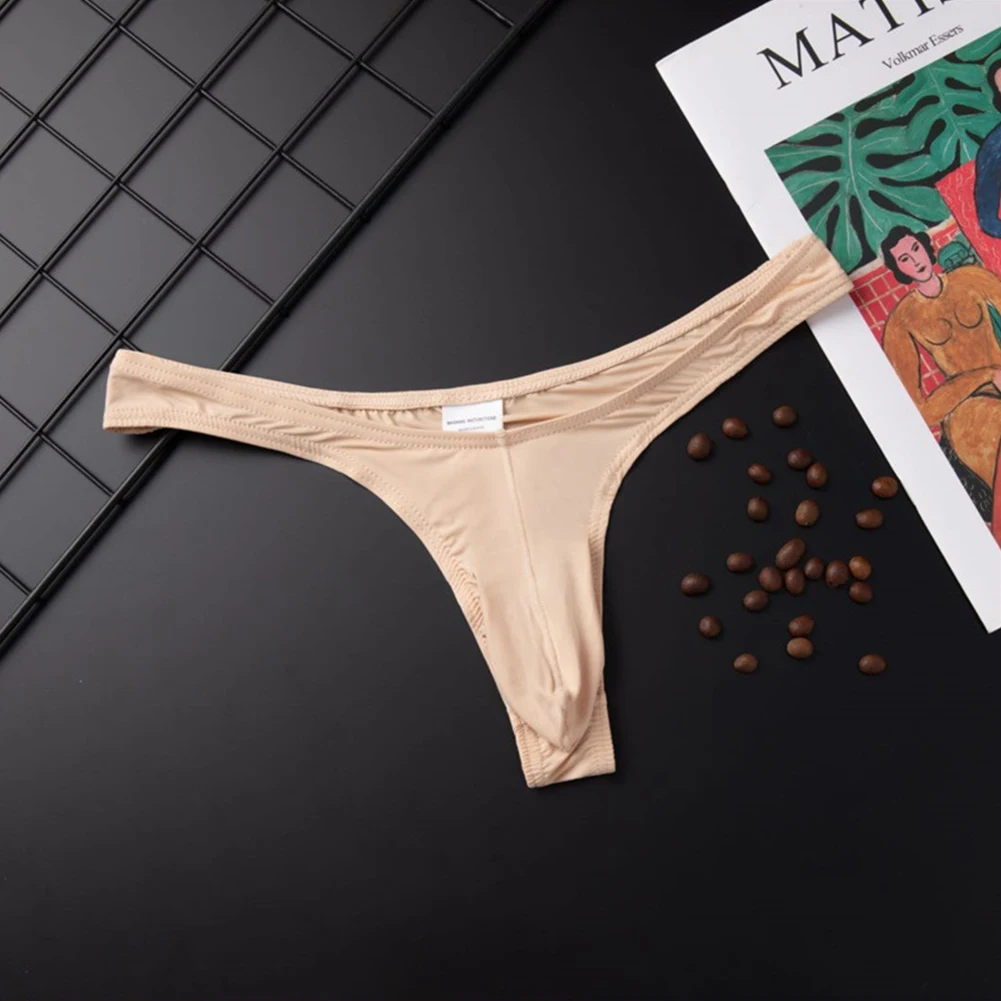Men Sexy Briefs Underwear Breathable Thong Silky Sexy Tоy Mens Gay Bugle Pouch Panties Quick Dry T-Back G-String Sexy Lingerie