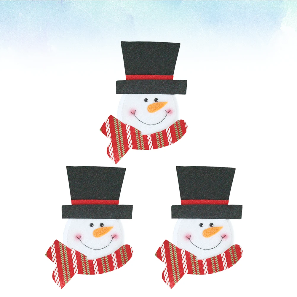 

3 Pcs Cutlery Bag Decorations Snow Holder Snowman Silverware Tableware Cover Dining