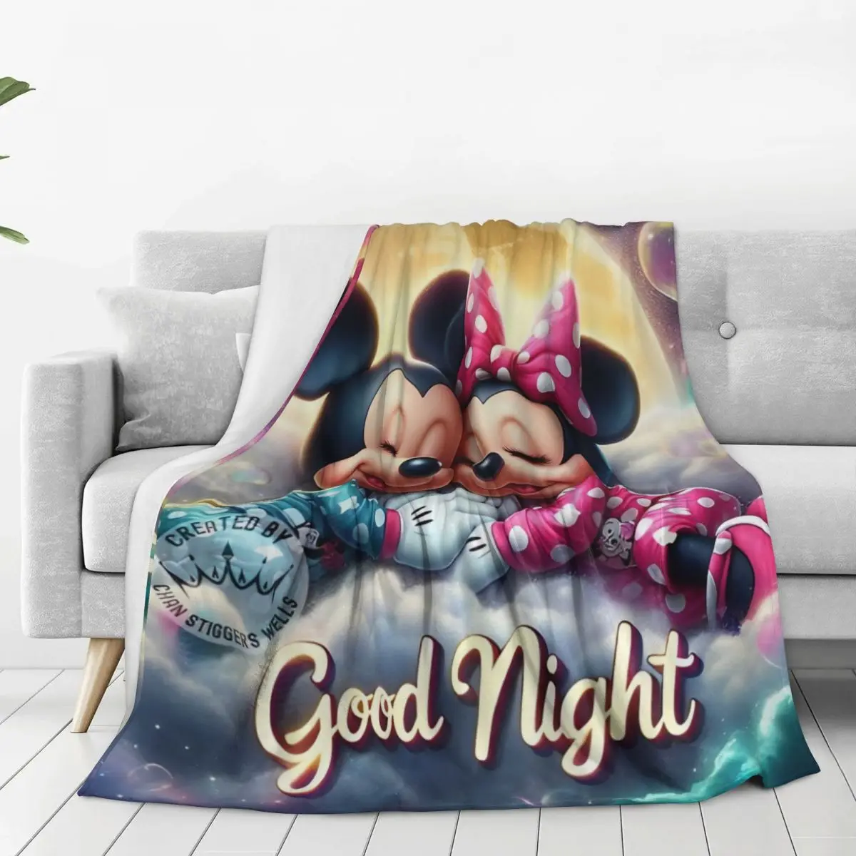 Animated Movie Mickey, Minnie Blankets Airplane Travel Flannel Throw Blanket For Outdoor Super Soft Quality Bedspread Gift