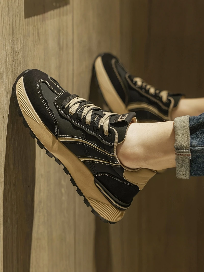 

Men's Summer New Sport Shoes Lightweight Thick Bottom Anti-slip Wear-resistant Casual Daily Fashion Dad Trendy Black Shoes