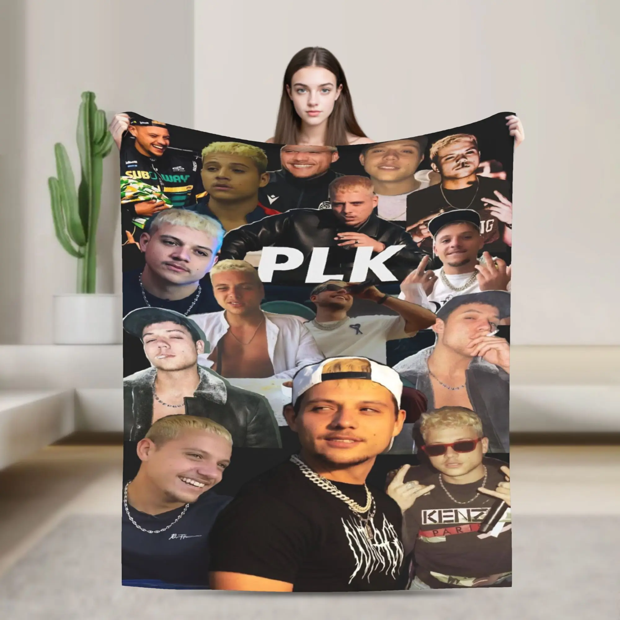 PLK French Rapper Photo Blankets Travel Office Flannel Throw Blanket For Bedroom Soft Custom Quality Bedspread Birthday Gift