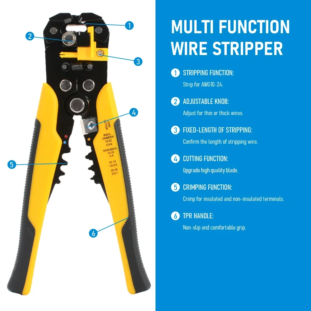 Crimper Cable Cutter Adjustable Automatic Wire Stripper Multifunctional Stripping Crimping Pliers Terminal Hand Tool Pliers New