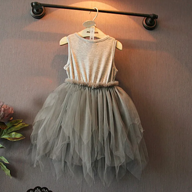 2023 New Girls Summer Flower Party Tutu Dress Baby Kids Causal Tulle Yarn Skirt for 2-6 years Children Clothing