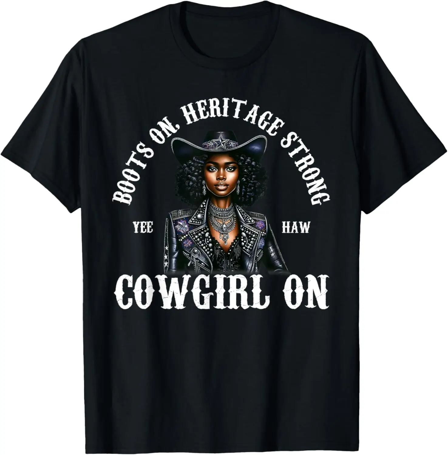 Yehaw Cowgirl On African American Cowgirl Western Rodeo T-Shirt