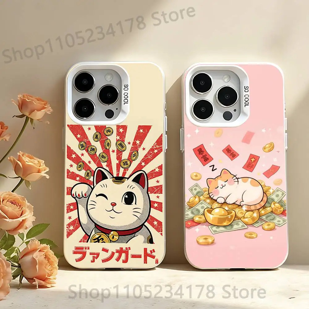 

Maneki NekoS Lucky Money Cat Phone Case IMD White Color Shell For IPhone 17 16 15 14 13 12 11 Pro Max Plus Pro SE Air Mini