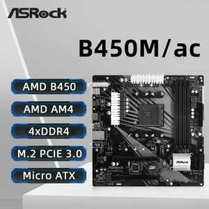 ASROCK BOY PLATE B450M B450M/AC Kênh đôi DDR4 AM4 Bo mạch chủ M.2 NVME (hỗ trợ Ryzen 5 5600 5600G R7 5700x3D CPU) 12 Tấm bán hàng chính Asrock - №4
