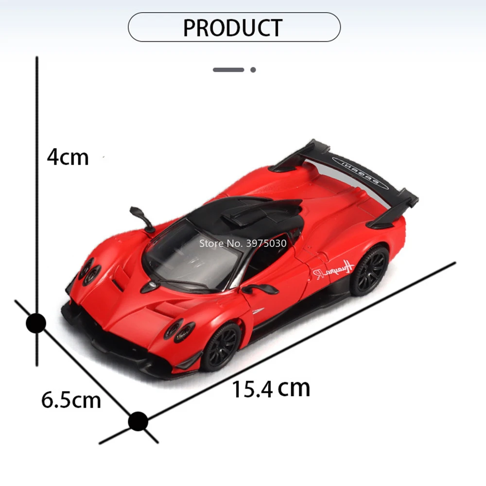 1:32 Pagani Huayra R ‌   โลหะผสมรถยนต์ของเล่นDiecastรุ่นล้อดึงกลับMiniatureพร้อมแสงเสียงSuper Carสําหรับเด็กผู้ใหญ่ของขวัญ