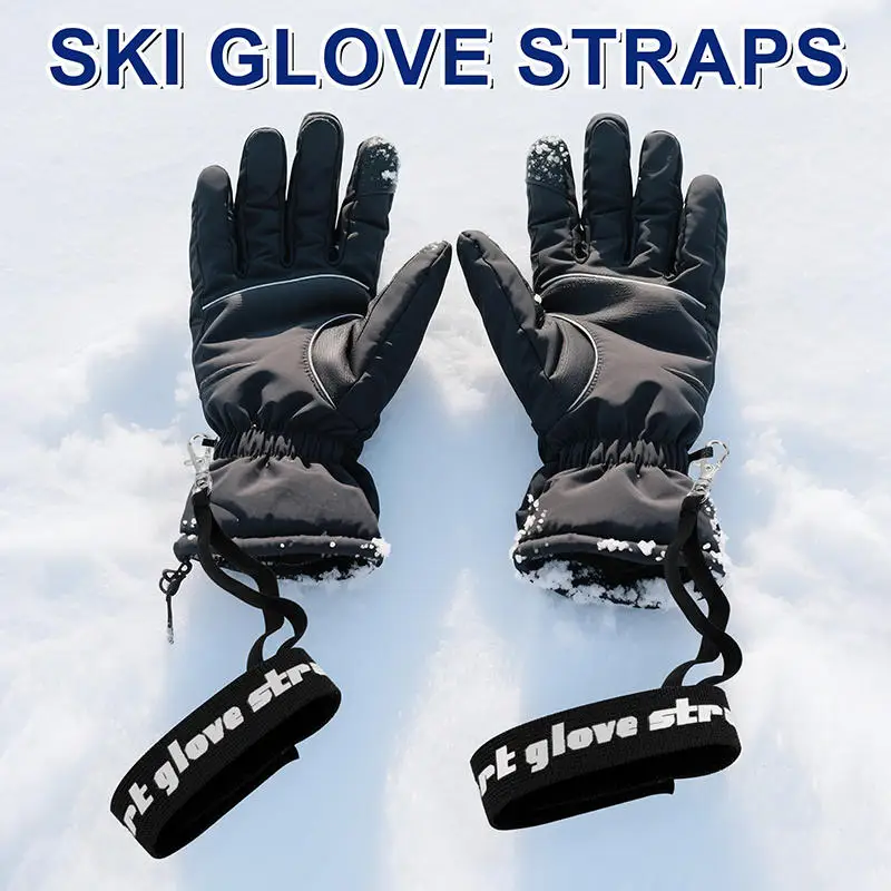 

Ski Glove Leashes Nylon with Metal Button Strap Wrist Straps Glove Carrier Sling Clips Gear Winter Snow Sport Skiing Handcuffs