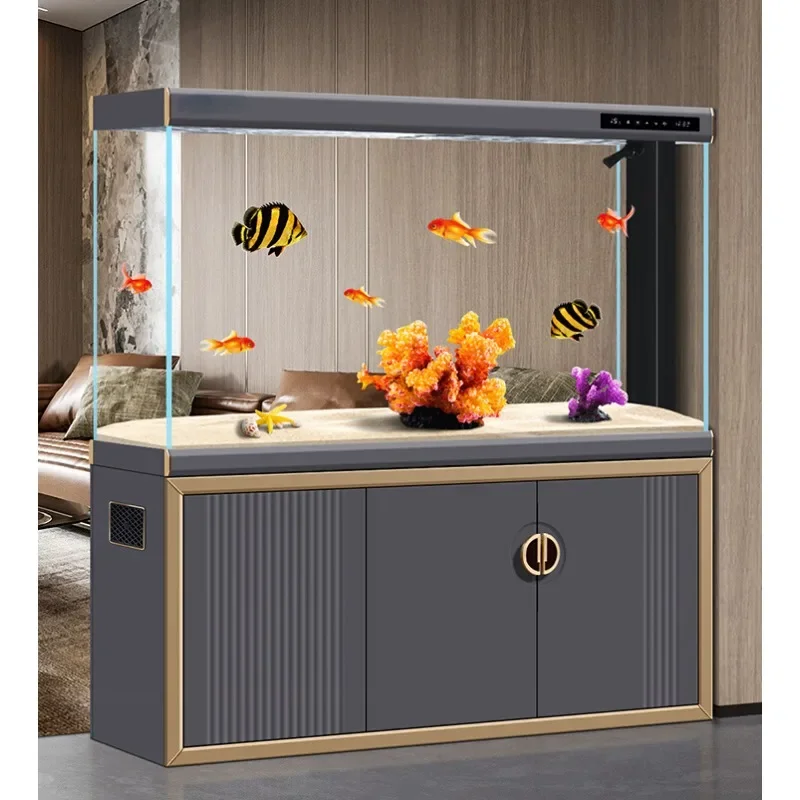 Fish tank living room large 2024 new ecological intelligent aquarium ultra-white bottom filter entrance screen household